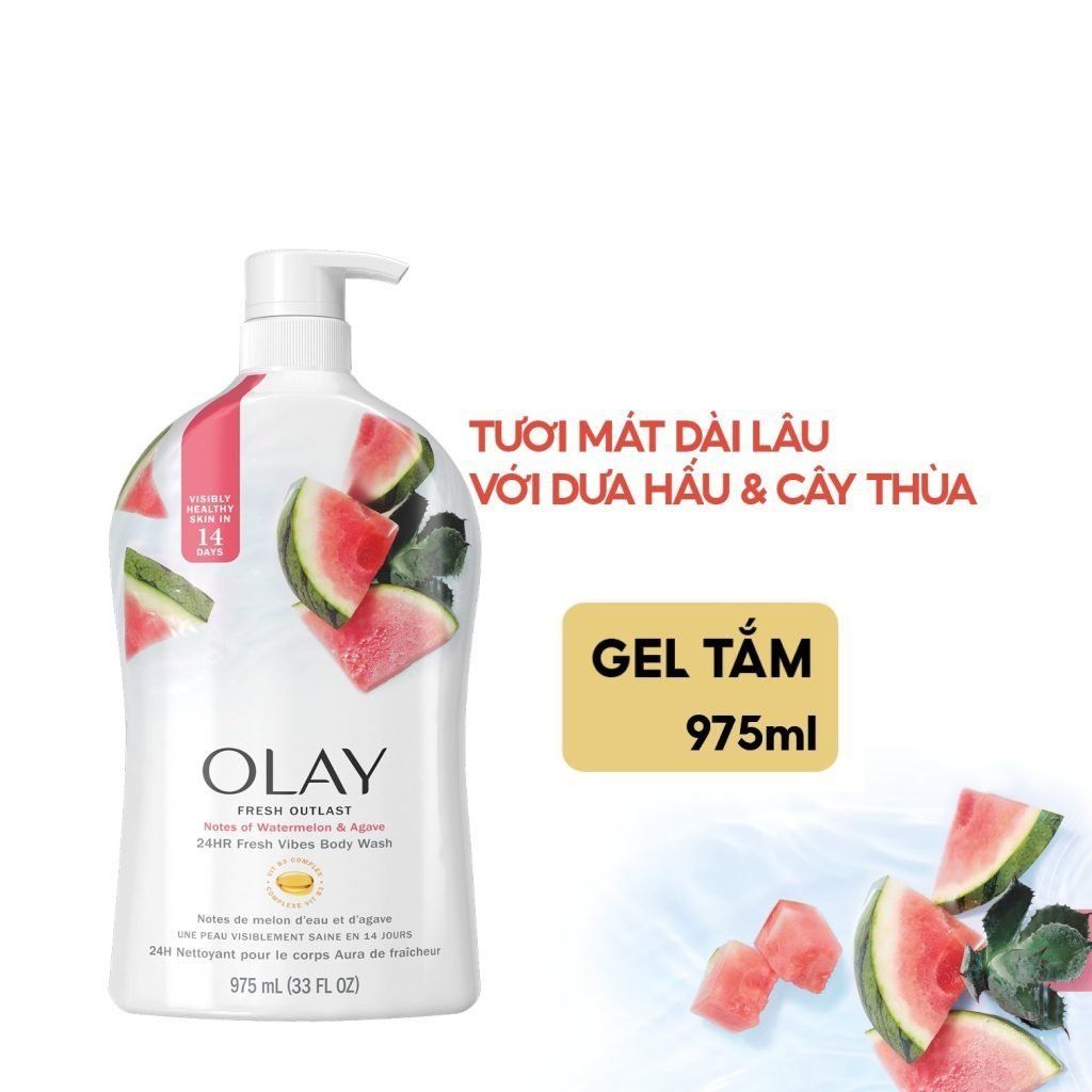 Sữa Tắm Hương Dưa Hấu Olay Fresh Outlast Body Wash Notes of Watermelon & Agave Body Wash 975ml