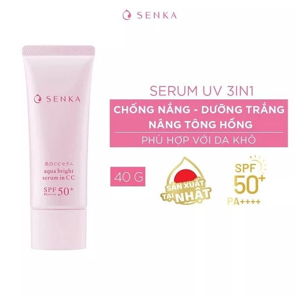 [HÀNG TẶNG] Serum Chống Nắng, Nâng Tông, Dưỡng Trắng Da Senka Aqua Bright Serum In CC SPF50+ PA++++ 40g