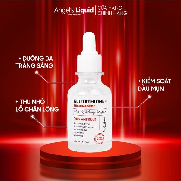 Tinh Chất Truyền Trắng Mờ Nám Angel's Liquid Glutathione + Niacinamide 700 V-Ampoule 30ml