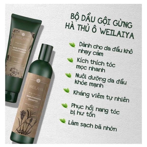 Bộ Dầu Gội & Xã Gừng Hà Thủ Ô Weilaiya Dành Cho Tóc Khô Hair Strength