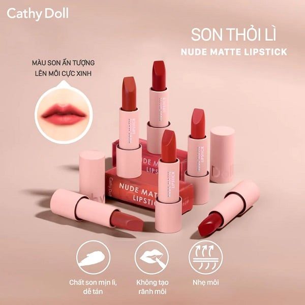 Son thỏi Cathy Doll Nude Matte Lipstick 3.5g