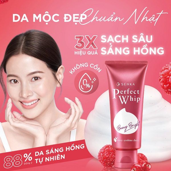 Sữa Rửa Mặt Làm Sạch Sâu Dưỡng Sáng Senka Perfect Whip Berry Bright 100g