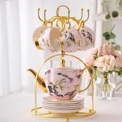 Bộ ấm trà sứ Châu Âu phong cách Hoàng Gia Pink Bird
