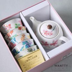 Bộ ấm trà gốm Nhật Bản vẽ tay thủ công
