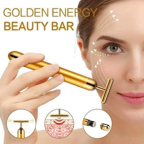 Masajeador Facial en T Dorado Antiarruga