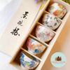 Set bát gốm vẽ tay toàn hoạ tiết hoa