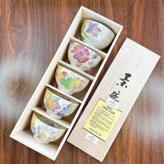 Set bát gốm vẽ tay toàn hoạ tiết hoa
