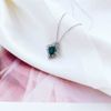 Dây chuyền đá mặt đá xanh Swarovski viền hoa tuyết trắng