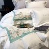 Bộ chăn ga gối Tencel 100s hoạ thiết thêu hoa hồng