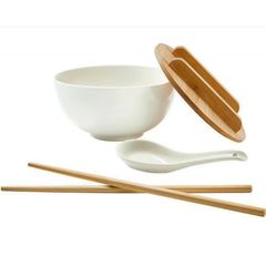 Bộ bát sứ nắp tre kèm thìa, đũa ăn Mỳ, Phở  Ernesto