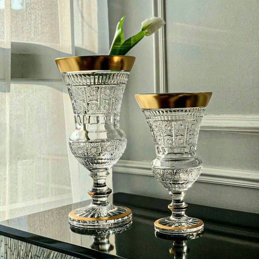 Bình hoa pha lê CUP mài mạ vàng 24k