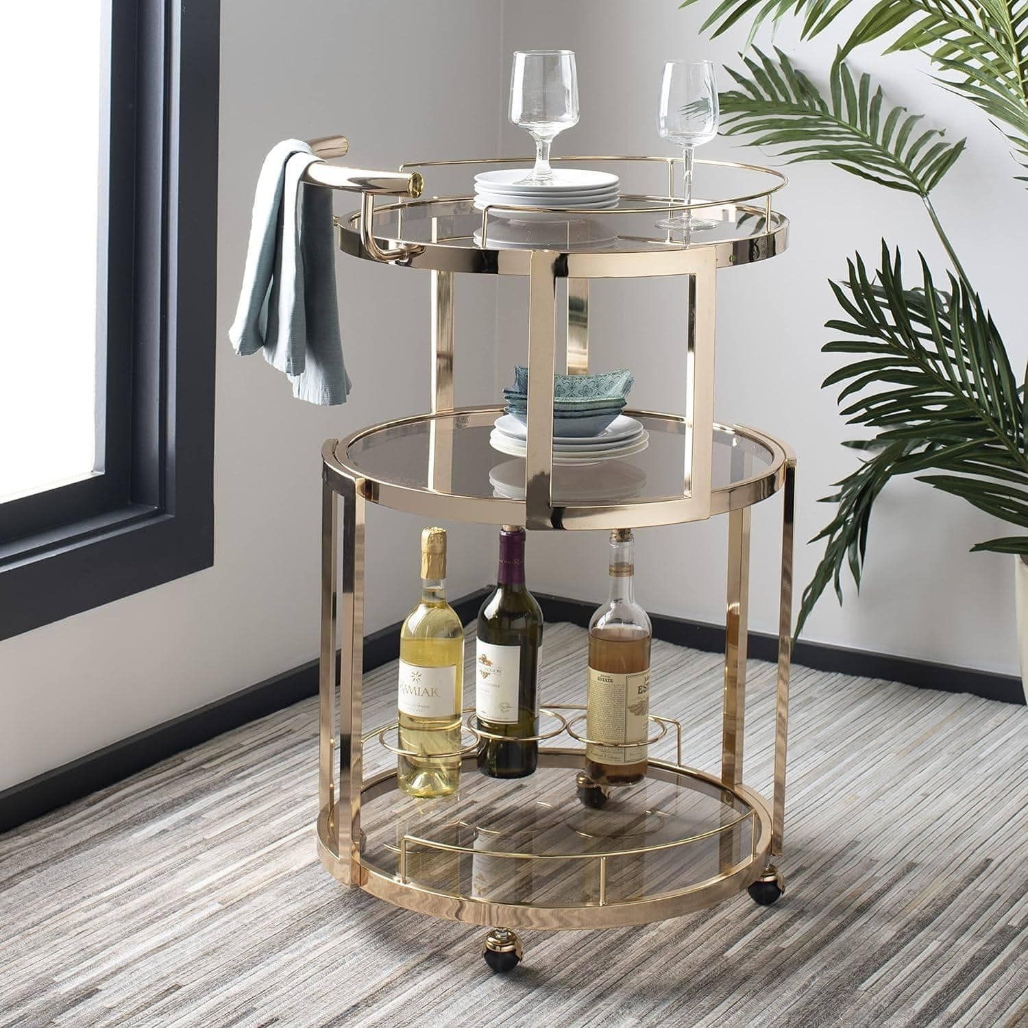 Bar cart Safavieh tròn 3 tầng