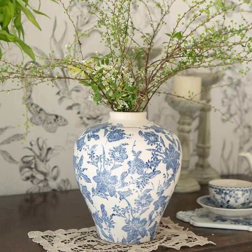 Bình hoa sứ Retro Blue Fugusenlin