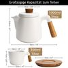 Bộ ấm trà sứ quai gỗ Miamio