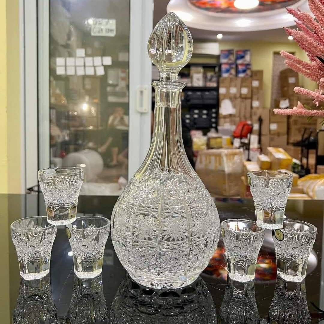 Bộ bình rượu pha lê Bohemia mài M57