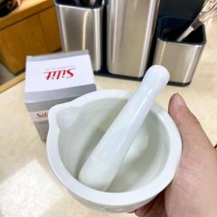 Bộ chày cối Silit Mörser Porzellan 10cm màu trắng