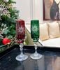 Bộ ly Champagne pha lê màu Marika hoa văn cối xay Olive