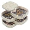 Hộp đựng trang sức phủ vân diamond xoay 4 lớp cao cấp