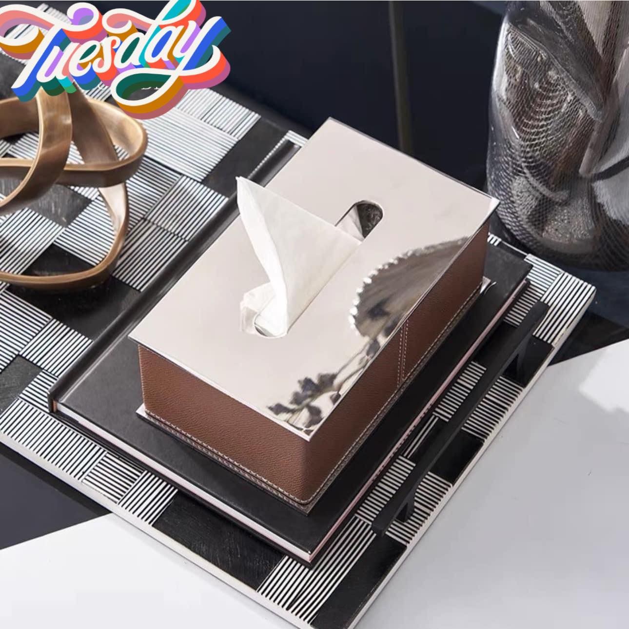 Hộp giấy da Brown Leather
