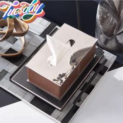 Hộp giấy da Brown Leather