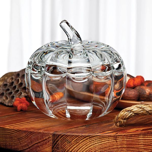 Hũ pha lê bí đỏ để bánh kẹo/đồ trang trí Bohemia 18cm