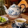 Bộ ấm và tách trà chiều hoa nhí navy