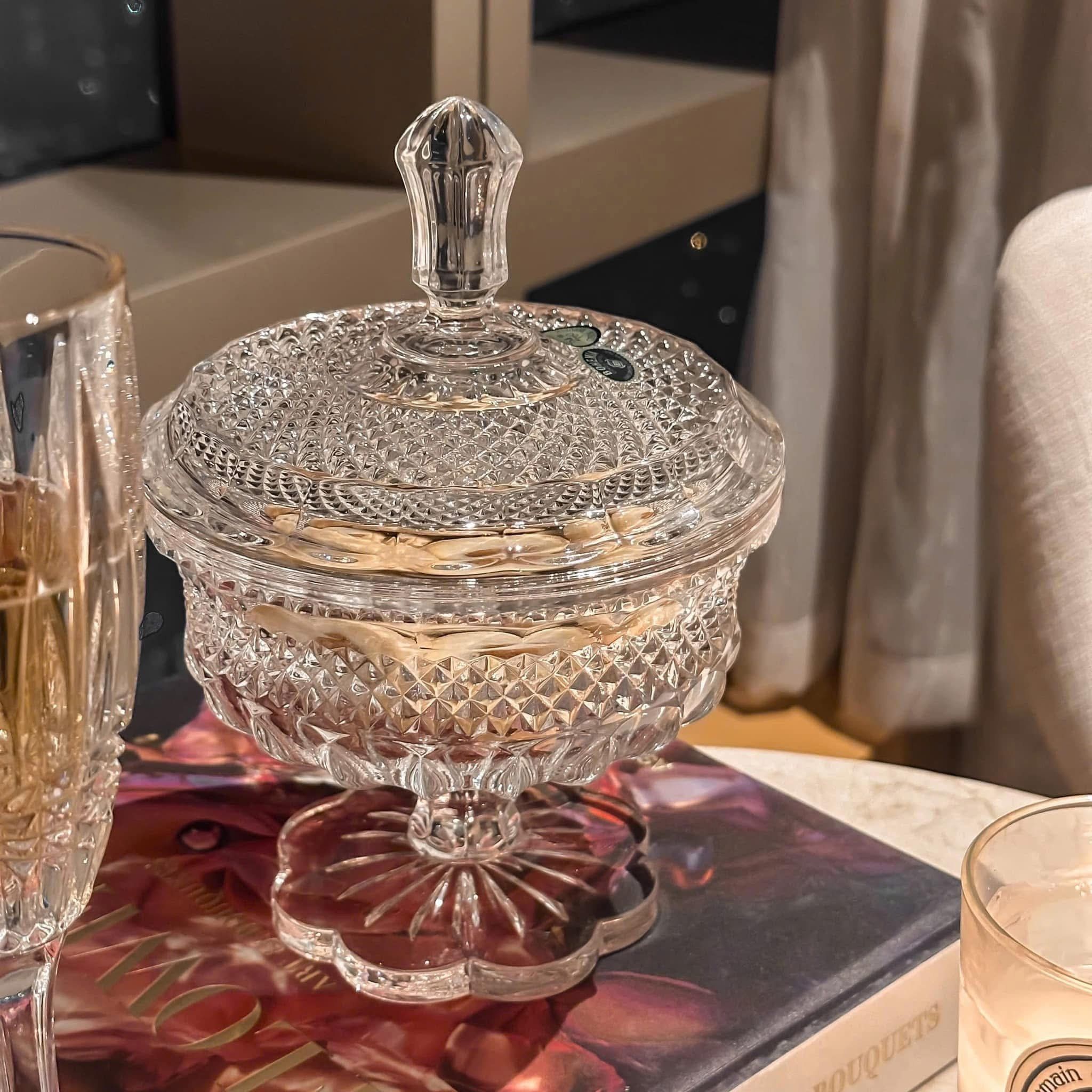 Thố có nắp đựng hoa quả Bohemia Alexandria - Tiệp Khắc