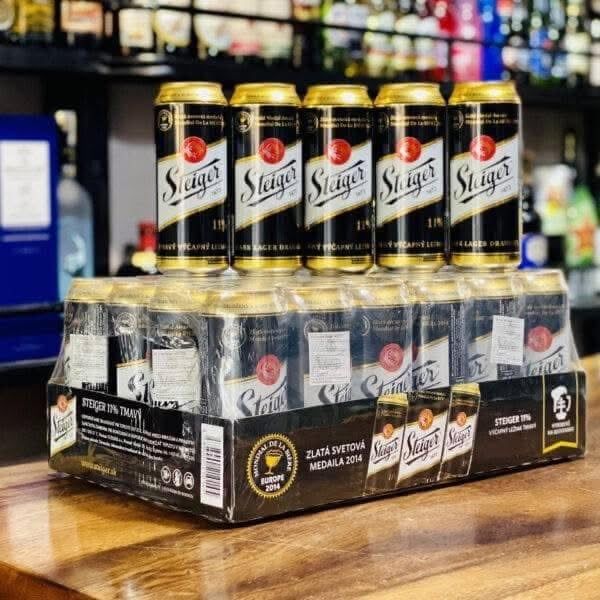Hộp bia đen Tiệp Steiger 500ml