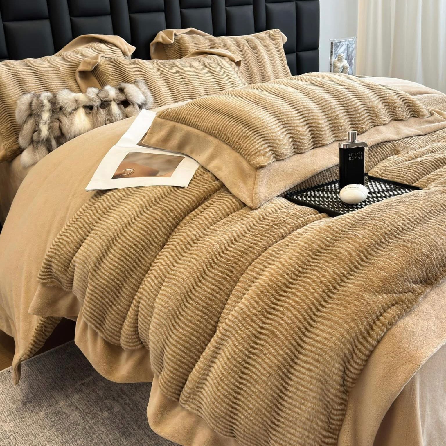 Set chăn ga gối nỉ lông hồ ly 4 món