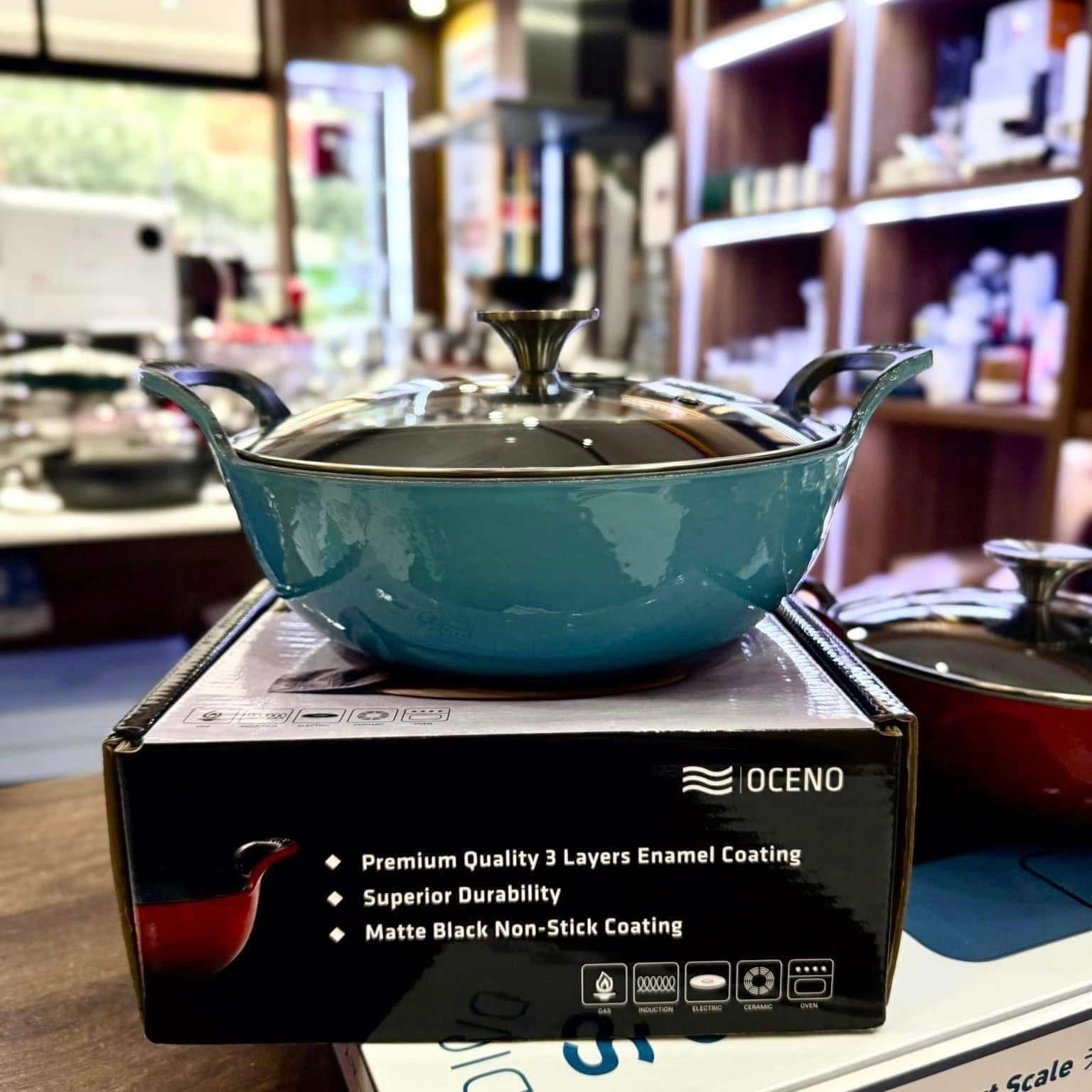 Chảo gang đúc Oceno 20/25cm có nắp