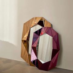 Gương treo tường Reflections Copenhagen Diamond Burgundy/Silver Mirror