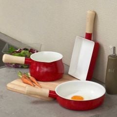 Bộ chảo, quánh mini chống dính ceramic, cán gỗ Todaii Nhật Bản