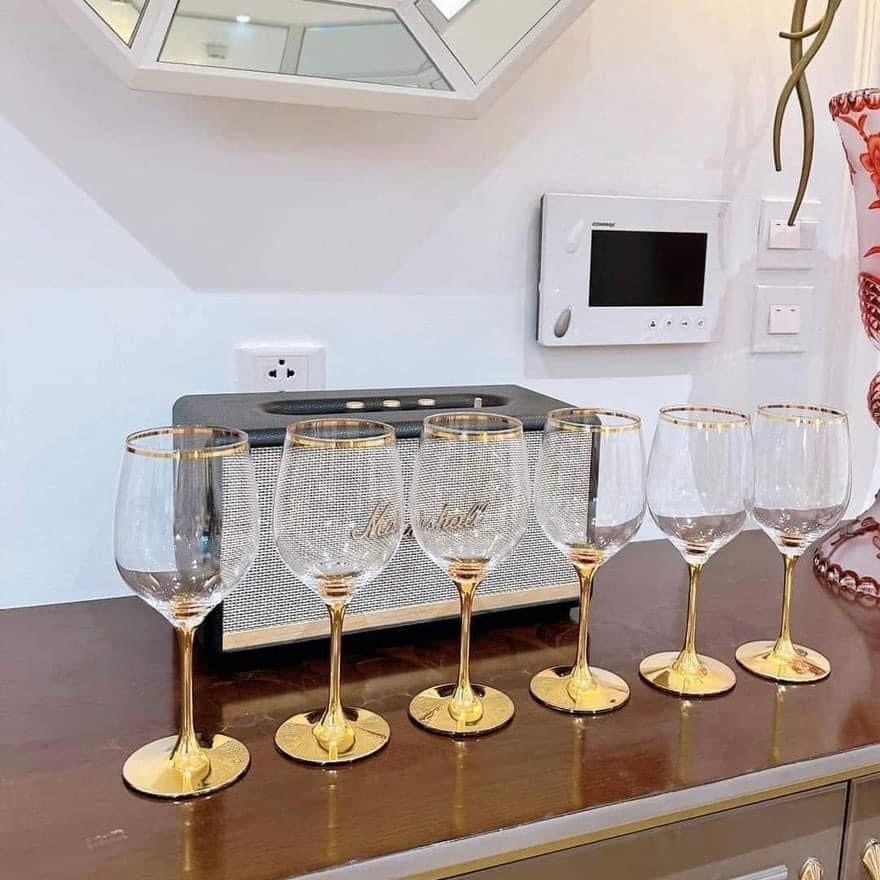 Bộ 6 ly rượu vang Rona mạ vàng 24K mẫu mới nhất 2023