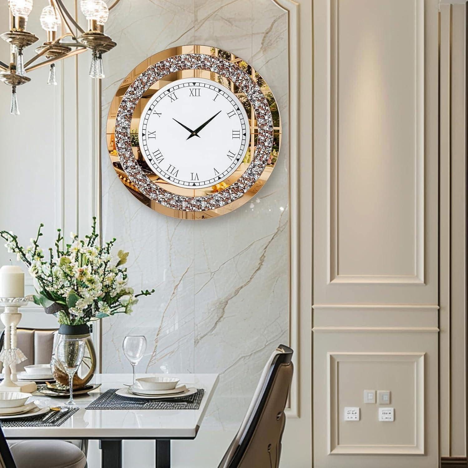 Đồng Hồ Treo Tường Pha Lê Tráng Gương Diamond Gold 50cm