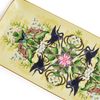 Đĩa/khay chữ nhật Wonderlust Waterlily sứ xương viền vàng 22K