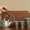 Bộ ấm trà mẫu đơn vạn đời Tống khay gỗ