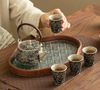 Bộ ấm trà mẫu đơn vạn đời Tống khay gỗ