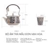 Bộ ấm trà mẫu đơn vạn đời Tống khay gỗ
