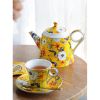 Bộ ấm trà vàng & tách đĩa trà sứ xương Amineer