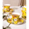 Bộ ấm trà vàng & tách đĩa trà sứ xương Amineer