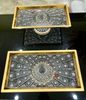 Khay dài chữ nhật có chân đế mạ vàng Gold Crystal