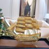Mô hình thuyền buồm Handmade mạ vàng 24k