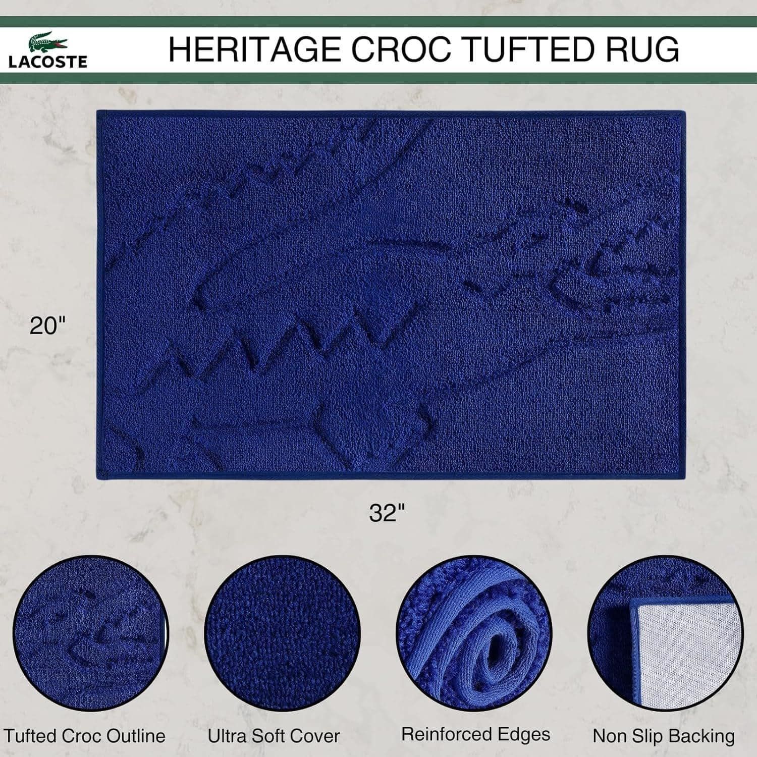 Thảm nhà tắm in hình logo cá sấu Lacoste