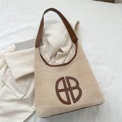 Túi tote đi biển đeo vai phối cói da