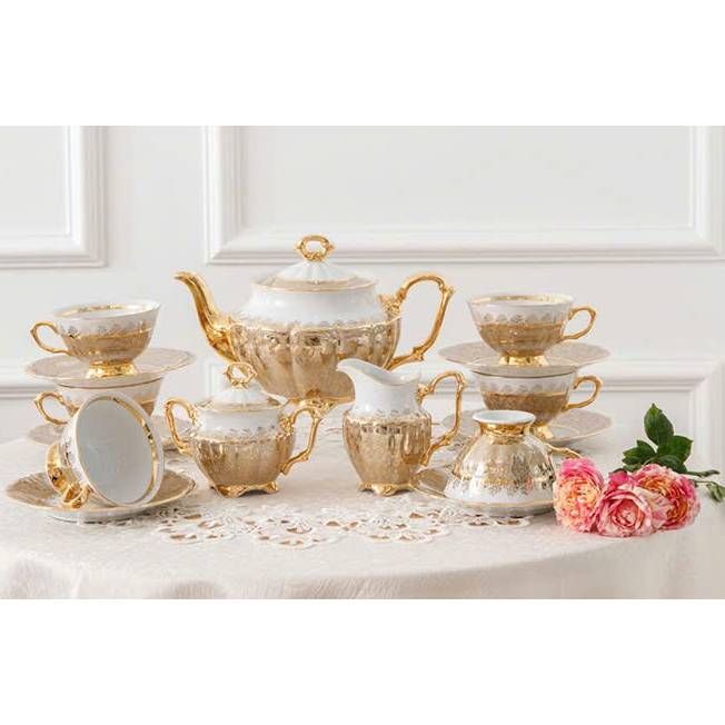 Bộ trà sứ Tiệp Khắc mạ vàng cao cấp