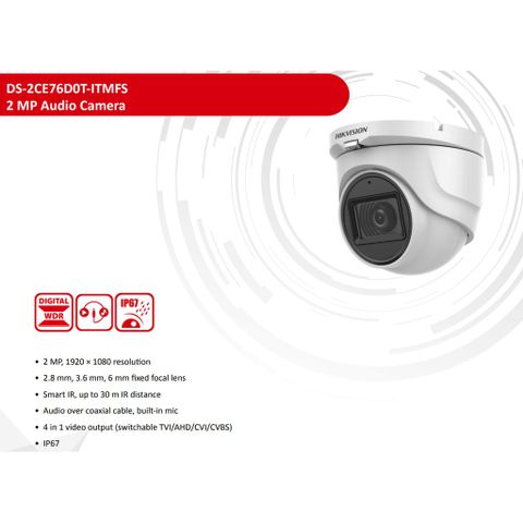 MẮT CAMERA HIKVISION DS-2CE76D0T-ITMFS 1080P NEW BH 24TH