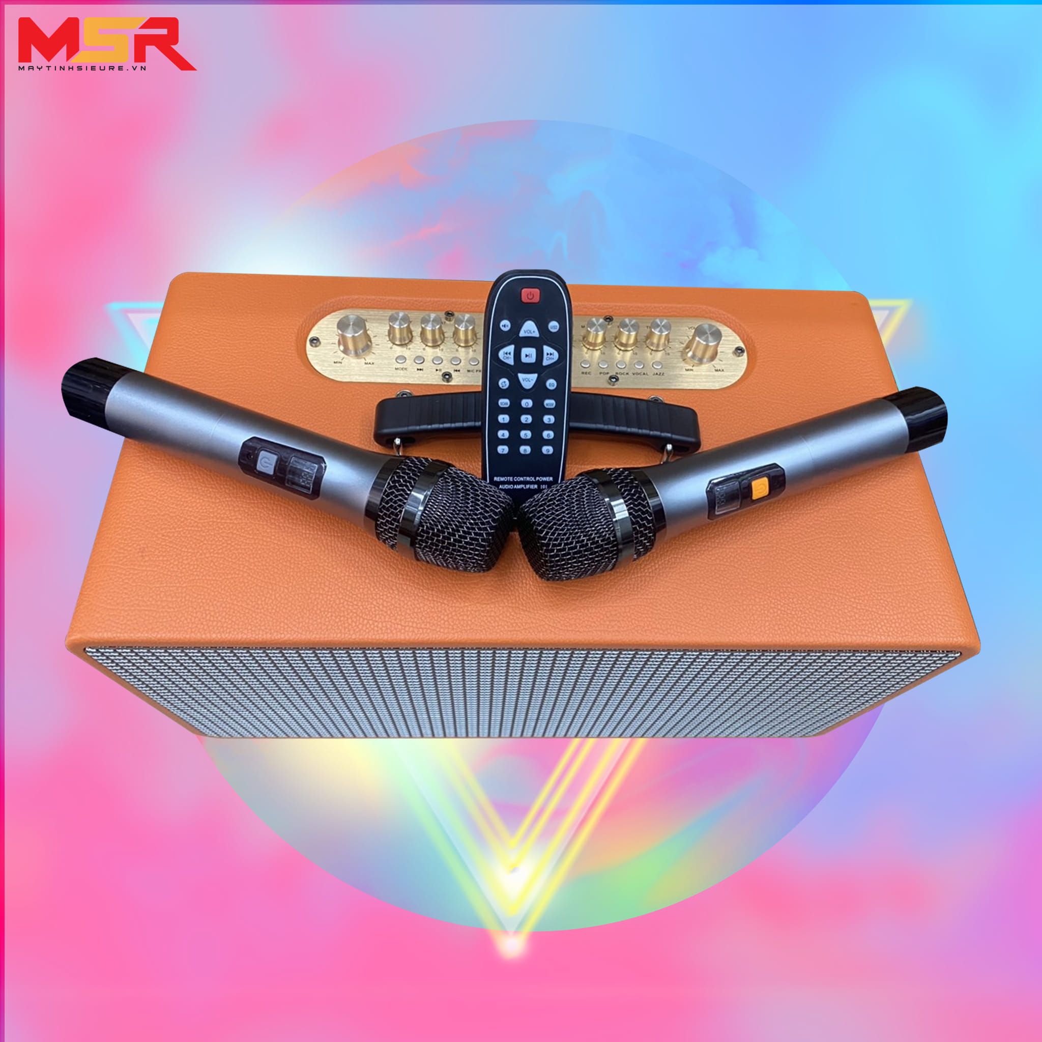LOA KARAOKE DI ĐỘNG MSR SR888 (2 MICRO KHÔNG DÂY) NEW BH 06TH Máy