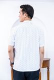  Áo sơ mi nam ngắn tay chấm bi hoa nhí màu trắng – 808 