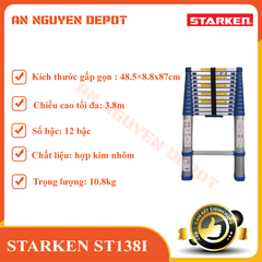 Thang nhôm rút đơn Starken ST138I Màu Xanh