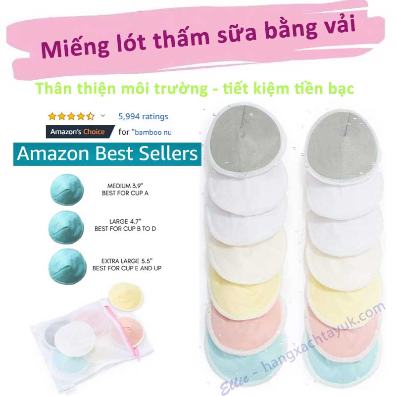 Miếng lót thấm sữa bằng vải BaBybliss - Organic Bamboo Nursing Pads 14 chiếc/3 kích cỡ